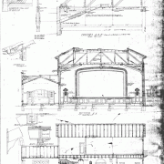 A blueprint showing the interior of the San Jose Woman's Club's historic clubhouse ballroom